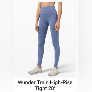 EUC Lululemon WUNDER TRAIN HIGH-RISE TIGHT 28" water drop